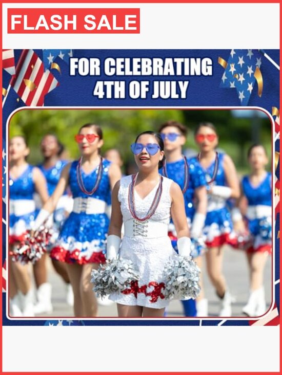 24pc Heart Sunglasses & Bead Necklace Set Patriotic Party Favors main image 7